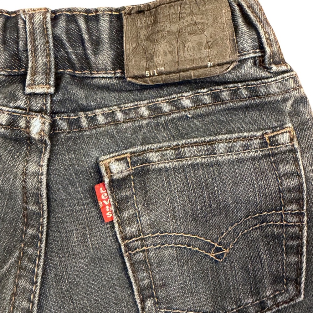 Levis 511 Slim Jeans Toddler Boys Size 3T Gray Dark Wash‎ Adjustable Waist Denim - Picture 8 of 11